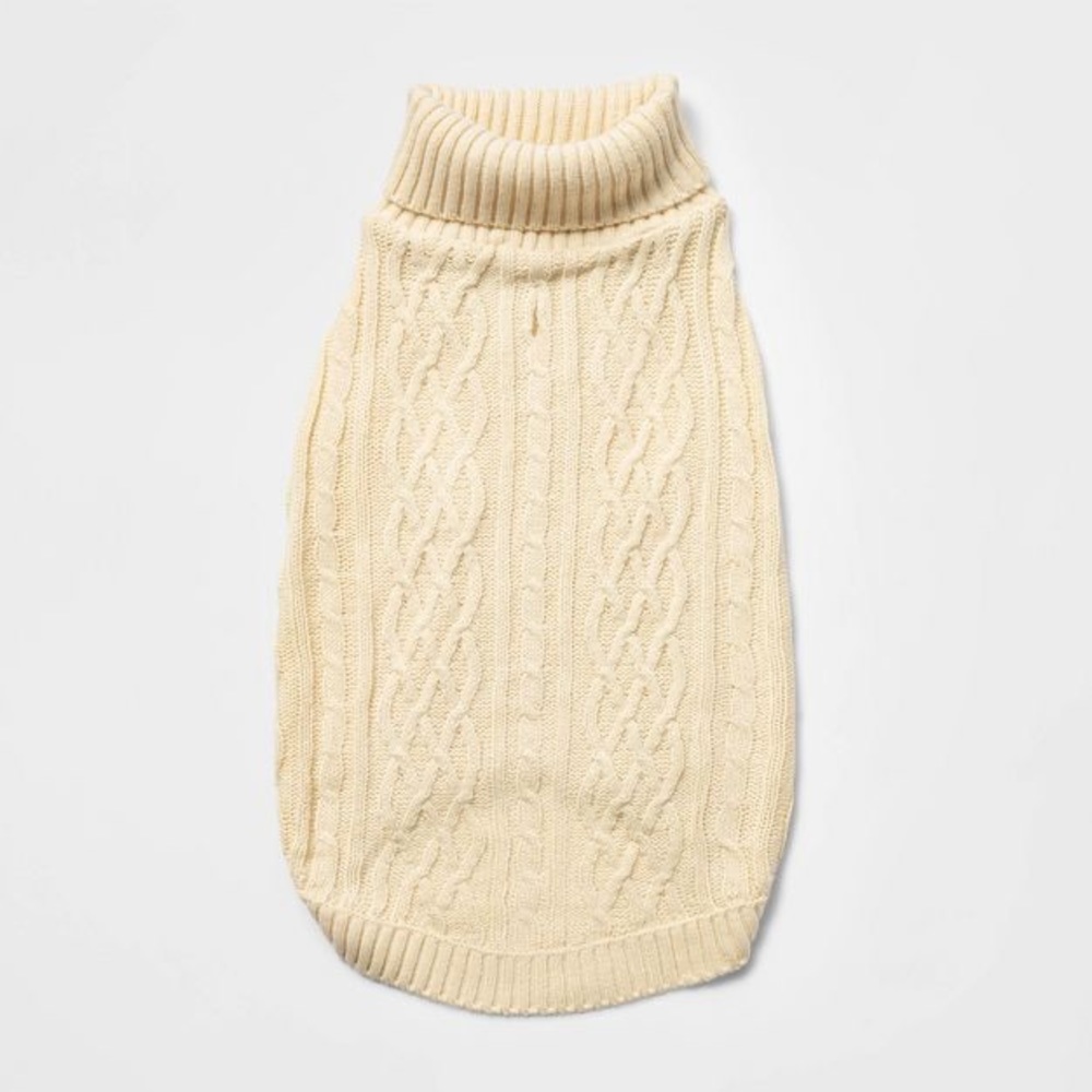 Boots & Barkley Dog or Cat Sweater Pet Apparel Beige Up to 40 lbs Size Medium - Picture 3 of 9